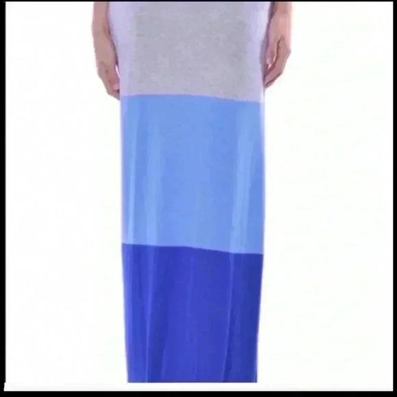 NEW color block maxi skirt with gray, light blue, and royal blue colors! - Picture 2 of 4